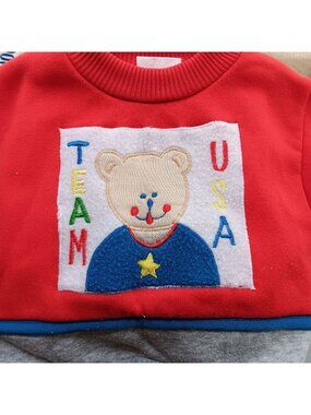 18M True Vintage Toddler Sweatshirt Team USA Bear Embroidered Design Ringer USA